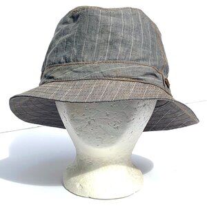 Vintage Bailey of Hollywood 100% Cotton Trilby/Bucket Hat Gray Pinstripe Large